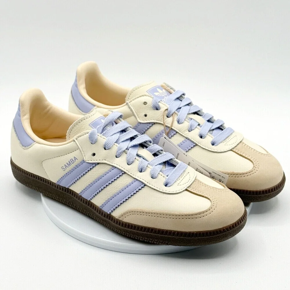 Adidas Samba OG W Leather Size 9 Womens Cream/Violet/Sand JI2678 - Picture 1 of 12